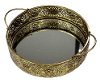 Metal Filigree Mirrored Tray with Handles