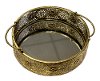 Metal Filigree Mirrored Tray with Handles