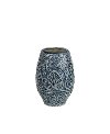 9 Inch Blue and Ivory Ceramic Vase