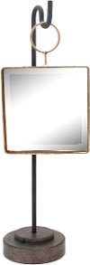 Clearance Metal and Glass Square Makeup Mirror on Black Stand