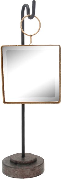 Metal and Glass Square Makeup Mirror on Black Stand