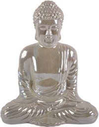 Ivory Ceramic Seated Buddha Figurine