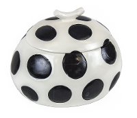 White Ceramic Box Covered in Black Polka Dots