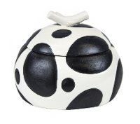 White Ceramic Lidded Box with Black Spotted Polka Dots