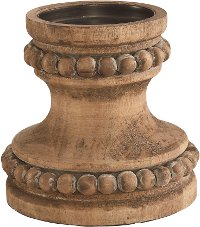Magnolia Home Furniture Wood Beaded Pillar Candle Holder