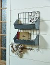 Magnolia Home Furniture Black Metal Wall Rack with 2 Shelves and 4 Hooks-1