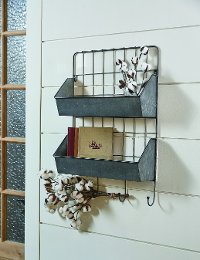 Magnolia Home Furniture Black Metal Wall Rack with 2 Shelves and 4 Hooks