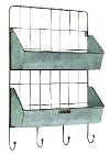 Magnolia Home Furniture Black Metal Wall Rack with 2 Shelves and 4 Hooks-2