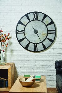 Magnolia Home Furniture Gray and Metal Industrial Wall Clock