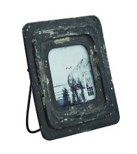 Magnolia Home Furniture Distressed Black Antique Metal Works 4x4 Inch Picture Frame