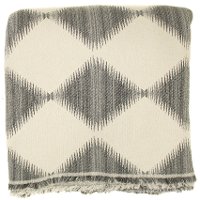Smoke Gray and Off-White Diamond Oxford Throw Blanket