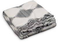 Smoke Gray and Off-White Diamond Oxford Throw Blanket-2