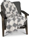 Smoke Gray and Off-White Diamond Oxford Throw Blanket-3