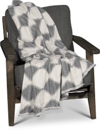 Smoke Gray and Off-White Diamond Oxford Throw Blanket-3