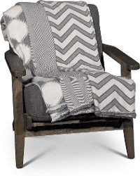 Smoke Gray and Off-White Diamond Oxford Throw Blanket-4