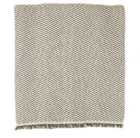 Smoke Gray and Off-White Herringbone Throw