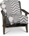 Smoke Gray and Off-White Herringbone Throw-2