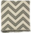 Clearance Smoke Gray and Off-White Chevron Throw