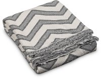 Smoke Gray and Off-White Chevron Throw-3