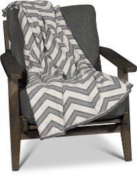 Smoke Gray and Off-White Chevron Throw-4