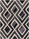 5 x 8 Medium Diamonds Black & Blue Rug - Denim