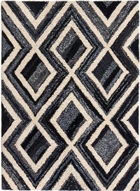 5 x 8 Medium Diamonds Black and Blue Rug - Denim