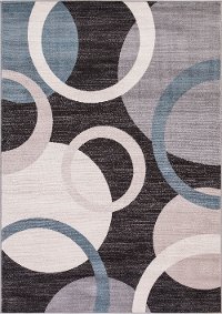 5 x 7 Medium Gray, Ivory & Blue Rug - Lara