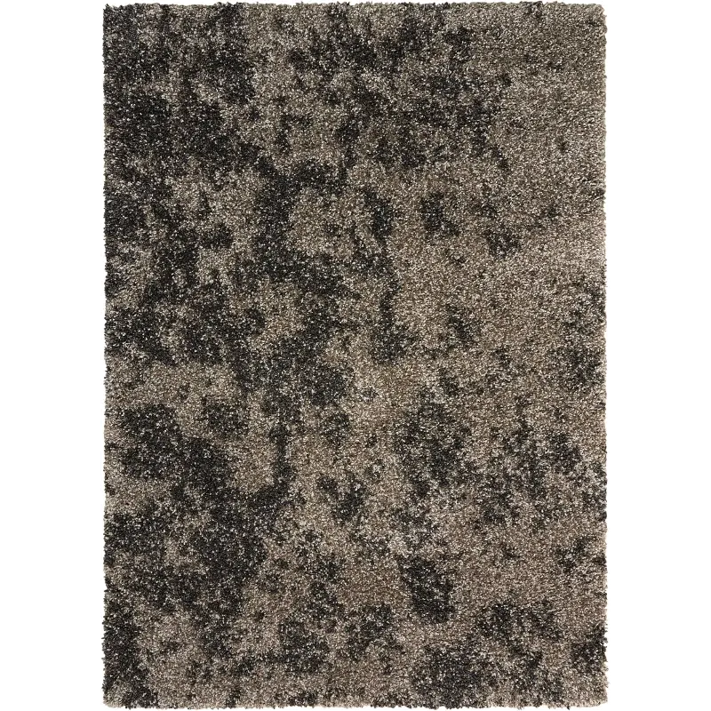 Amore 8 x 11 Granite Gray & Chocolate Brown Shag Rug