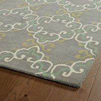 5 x 8 Medium Gray, Ivory & Turquoise Blue Rug - Melange