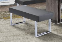 Gray and Chrome Modern Dining Bench - Zenith