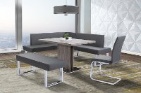 Gray & Silver 4 Piece Corner Dining Room Set - Zenith