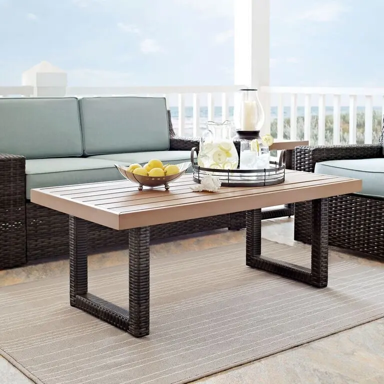CO7225-BR Dark Brown Wicker Coffee Table - Beaufort-1