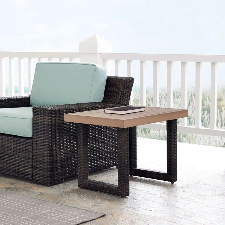 CO7229-BR Dark Brown Wicker Side Table - Beaufort-1