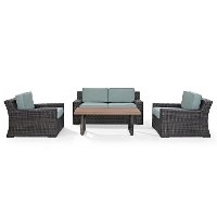KO70096BR Mist and Brown Wicker Patio Furniture 4 Piece Set - Beaufort -5