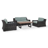 KO70096BR Mist and Brown Wicker Patio Furniture 4 Piece Set - Beaufort -6
