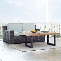 KO70097BR Mist and Brown Wicker Patio Furniture 2 Piece Set - Beaufort