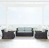 KO70098BR Mist and Brown Wicker Patio Furniture 3 Piece Set - Beaufort