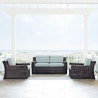 KO70098BR Mist and Brown Wicker Patio Furniture 3 Piece Set - Beaufort