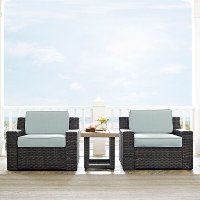 KO70099BR Mist and Brown Wicker Patio Furniture 3 Piece Set - Beaufort