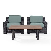 KO70099BR Mist and Brown Wicker Patio Furniture 3 Piece Set - Beaufort -2