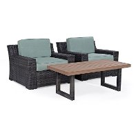 KO70099BR Mist and Brown Wicker Patio Furniture 3 Piece Set - Beaufort -3