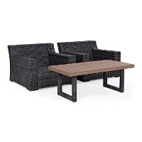 KO70099BR Mist and Brown Wicker Patio Furniture 3 Piece Set - Beaufort -4
