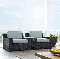 KO70100BR Mist and Brown Wicker Patio Furniture 2 Piece Set - Beaufort