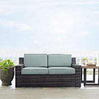 KO70102BR Mist/Dark Brown Outdoor Wicker Loveseat - Beaufort