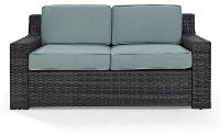 KO70102BR Mist/Dark Brown Outdoor Wicker Loveseat - Beaufort -2