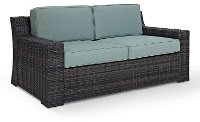 KO70102BR Mist/Dark Brown Outdoor Wicker Loveseat - Beaufort -3