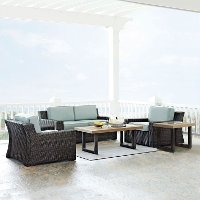 KO70123BR-MI Mist and Brown Wicker Patio Furniture 5 Piece Set - Beaufort