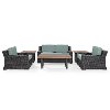 KO70131BR-MI Mist and Brown Wicker Patio Furniture 6 Piece Set - Beaufort -5