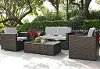 KO70001BR-GY Gray and Brown 4 Piece Wicker Furniture Set - Palm Harbor