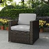 KO70088BR-GY Gray and Brown Wicker Patio Arm Chair - Palm Harbor